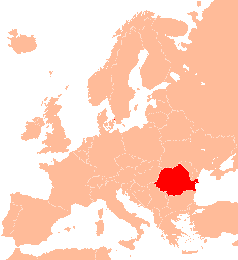 Karte Europas, Rum&auml;nien hervorgehoben